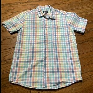 Childrens Place Boys Shirt Sz Large 10/12 Multi Colored Short Sleeve/ pocket
